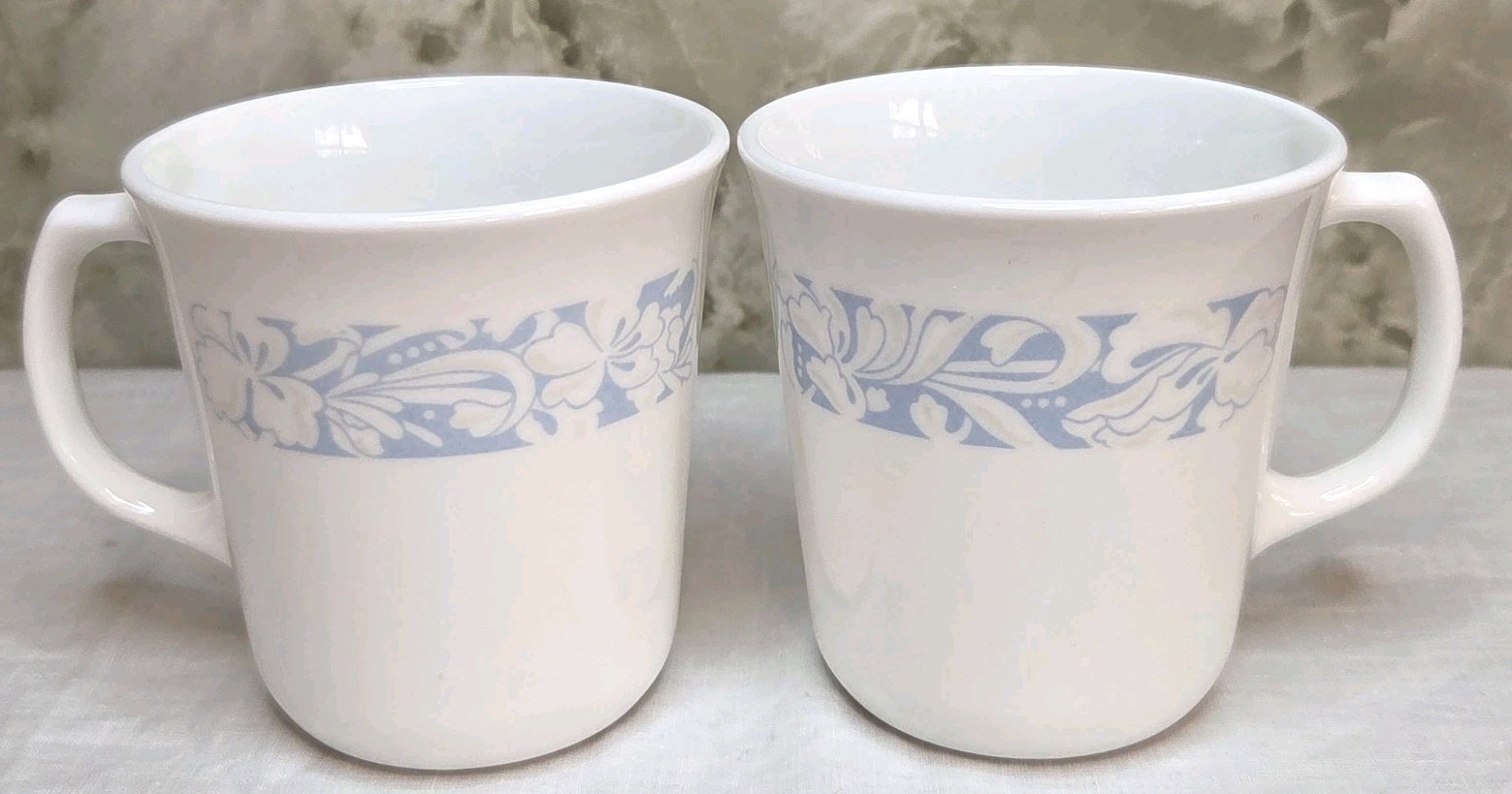 Corelle Sea and Sand Mugs Set Of 2 Vintage Floral Corningware USA Coastal Cups