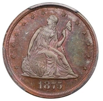1875 20C J-1414 Pattern PCGS PR66RB