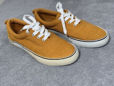 Women's Universal Thread Lace-Up Sneakers Mustard Yellow Canvas Size 7