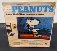 Snoopy Peanuts Surfing Vintage Latch Hook Kit Rug Wall Hanging 18x24
