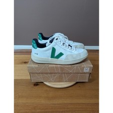 Veja V-12 Shoes Womens Size 9 White Emeraude Green Leather Low Top Sneakers