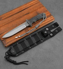 12'' New DC53 Steels  Blade Linen Handle Tactics Survival Hunting Knife VTH118P