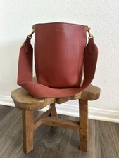 Celine Small Sangle Seau Bucket Bag Soft Grained Calfskin Rust Red Authenticated