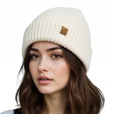 Waterproof Windproof Cuff Beanie, Fleece Lined, Knit Winter Hat, Men Women, Warm