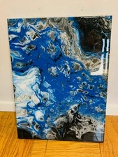Blue Abstract Painting - Epoxy Finish - Original - 11 x 14 Inches - 1 Of 1