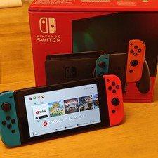Nintendo Switch (2019 Bigger Battery) Neon Blue/Red, Boxed, Lego+Minecraft Games