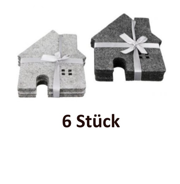 Filz Untersetzer Haus Ideal Als Einzug Geschenk, 6 StüCk, Restposten Gilde-image