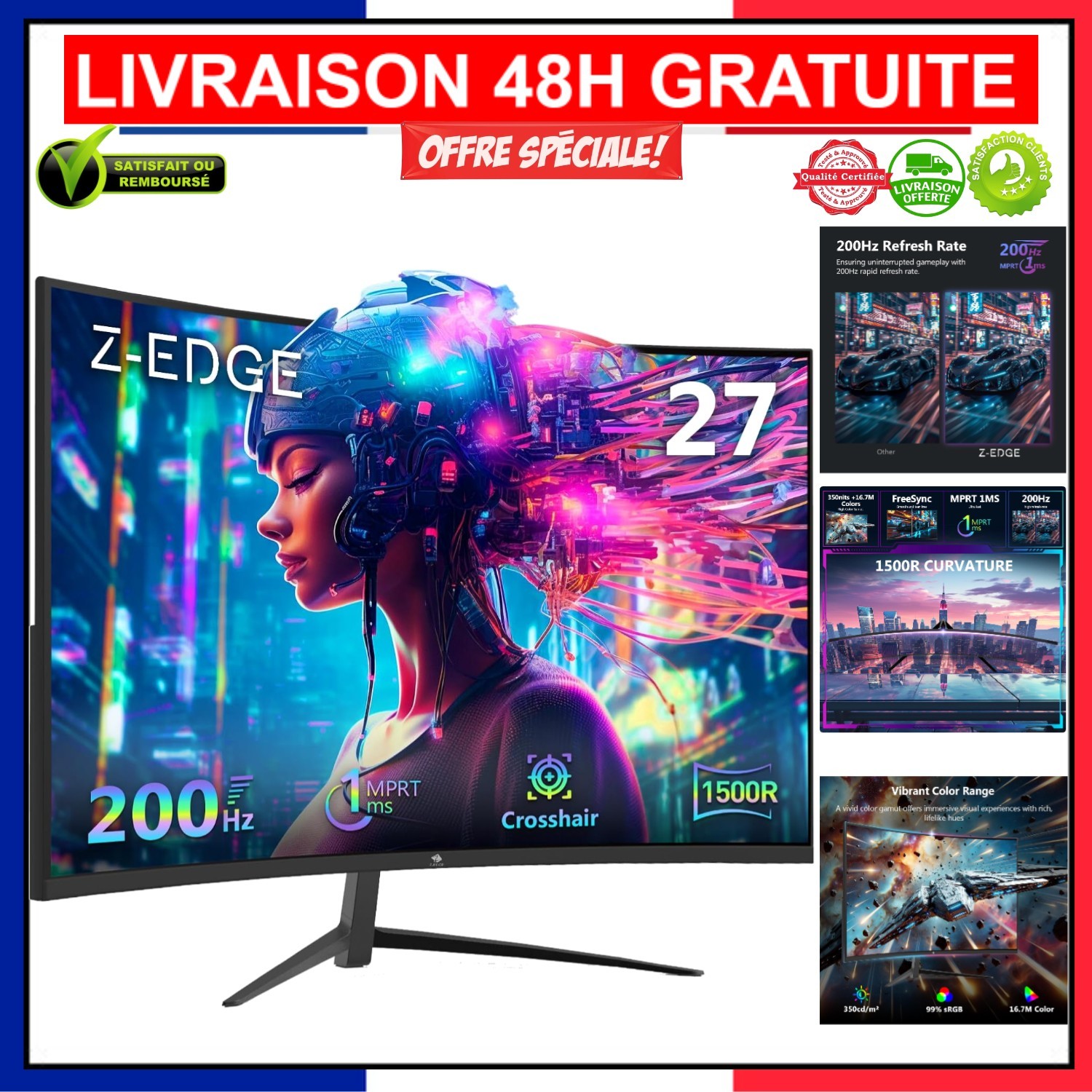 Écran PC Gaming Incurvé 27" avec Taux de Rafraîchissement 200Hz Fluide