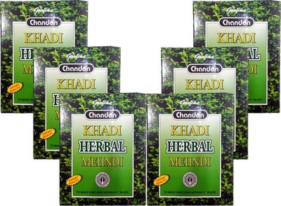 Khadi Pure Herbal Black Mehndi 80g Pack of 6 | Natural Henna Hair Color |