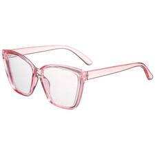Sunglasses for Women Men, PC Anti-Blue Light Flat Type, Transparent Pink