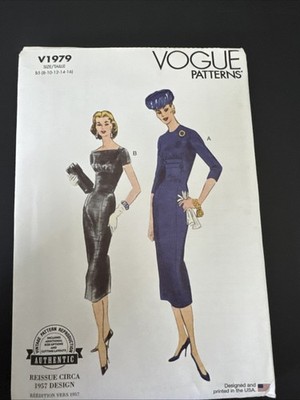 Vogue Sewing Pattern V1979 Vintage 1957 Design New Uncut Dress & Belt Sz 8-16