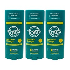 Tom's of Maine Aluminium Free Deodorant Stick, Coconut Mango, 3.25oz PACK OF 3