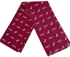 Burgundy Prayer Shawl Radha Print Cotton Puja Scarf Churni Sacred Motif L-71"