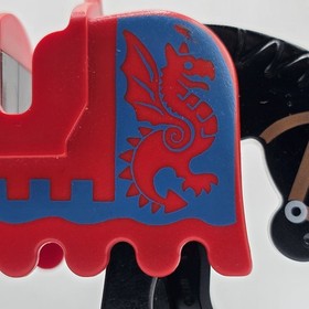 LEGO Black Horse Minifigure Red Blue Dragon Armor Barding Castle 6086 6085 6060