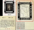 1850.Ed:º1.Isabel II.6 black quarters.Black Spider plate.Iron I.Type 21