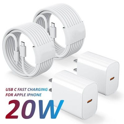 2X Fast Charger PD 20W Type USB C Cable Cube For iPhone Air 17 16 15 14 13 12 11