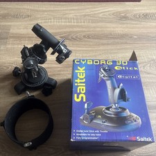 Vintage SAITEK Cyborg 3D Gold USB Flight Simulator Gaming Joystick Controller