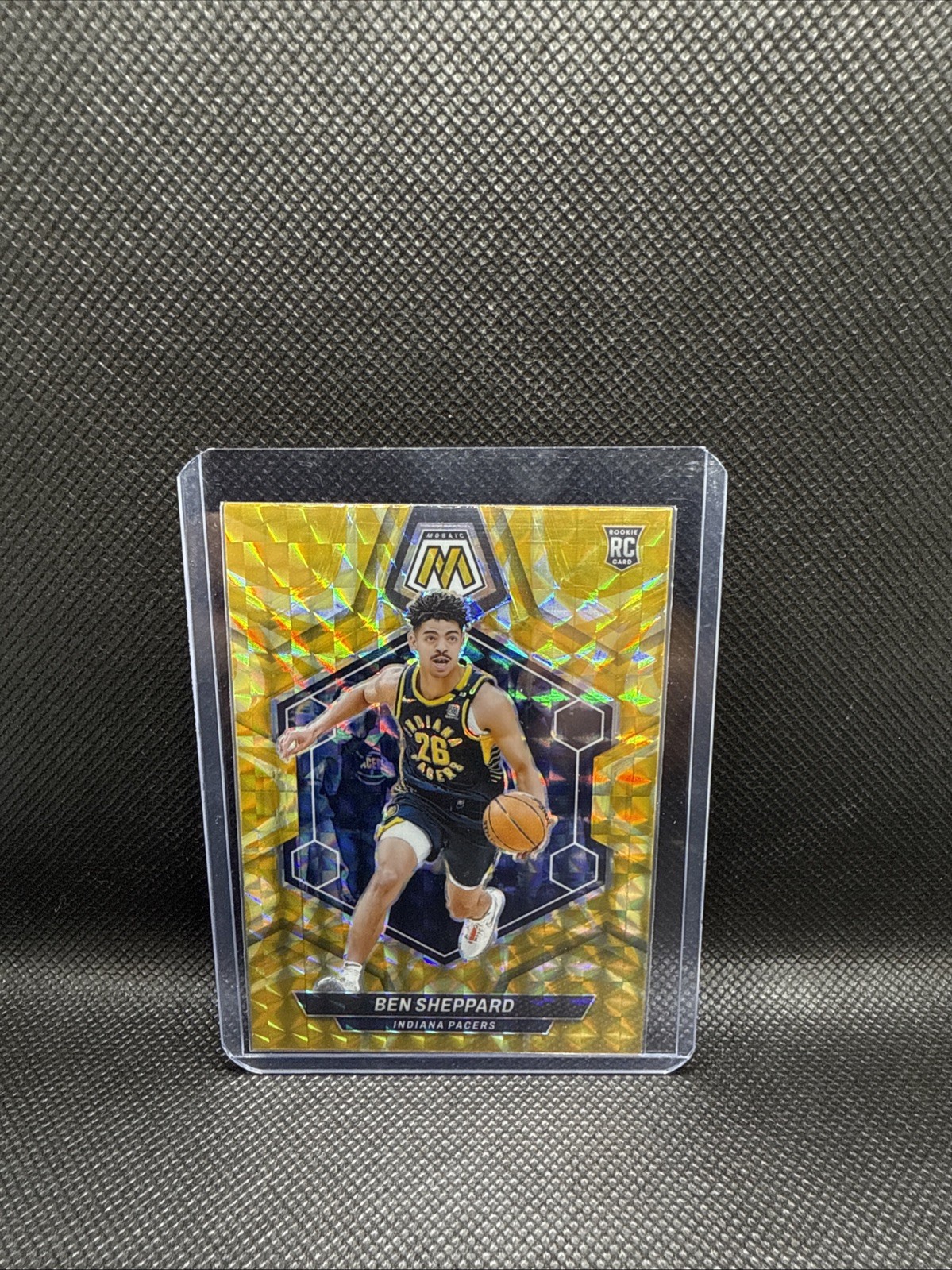 2023-24 Panini Mosaic Ben Sheppard Rookie Reactive Yellow Mosaic Prizm #244 RC