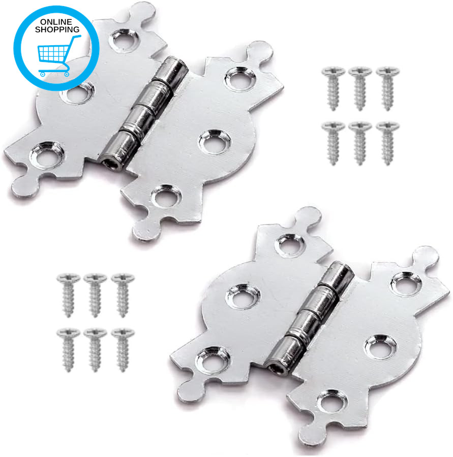 Fancy Polished Chrome Butterfly Butt Hinge 50Mm/2"" Antique Butterfly Design Fanc