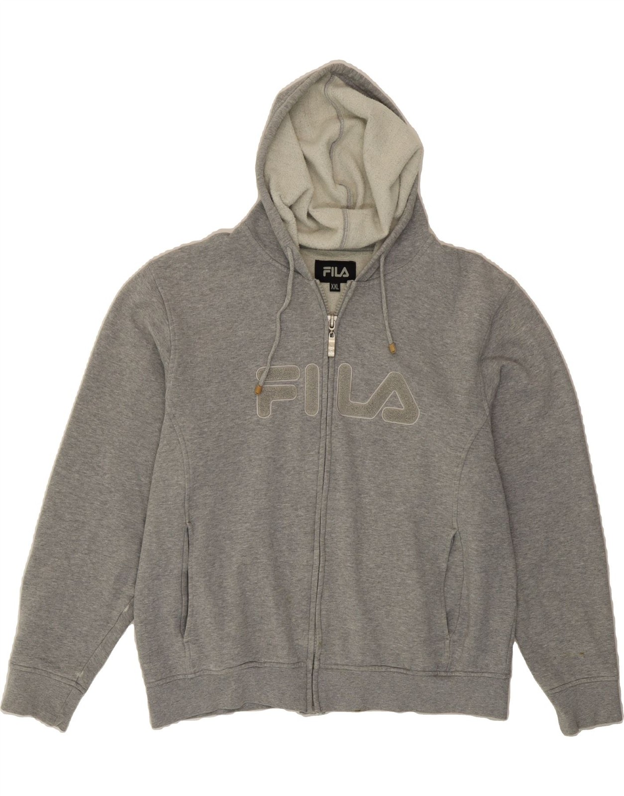 FILA Felpa con cappuccio e zip grafica uomo 2XL grigio cotone BD04