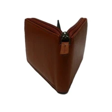 Men Tan zip wallet LONDON STITCH Leather RFID BLOCKER Identity Theft Protection