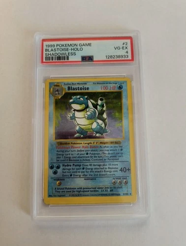 PSA 4 1999 SHADOWLESS Base Set Blastoise 2/102 Holo Foil Pokemon WOTC
