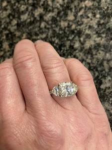 Jean Dousset silver Absolute asscher cut, trillion ring, Size 5, Stunning