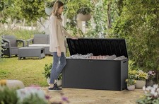 Keter Outdoor Garden Storage Box Furniture Cushion Tool Storage Chest Grey 277L