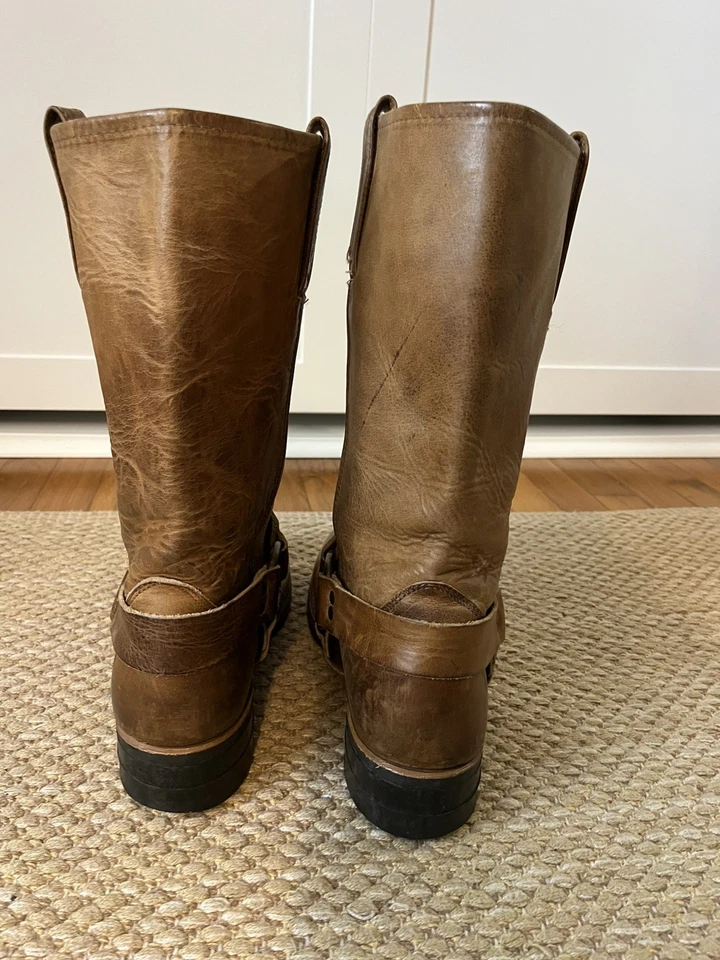Botas Arnés Frye De Colección Para Hombre’s 9/Wonen’s 10.5 Cuero Tostado Media Pantorrilla Americana Foto 4 de 4