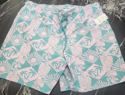 SpongeBob SquarePants Swim Shorts Trunks Men Size Large Lined Brief Beach NEW 