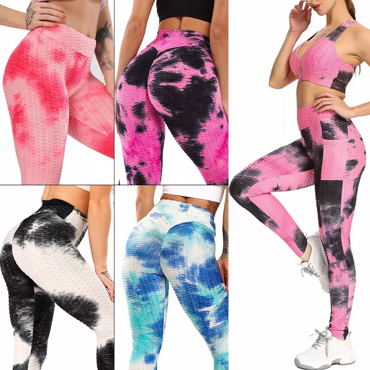 Push Up Shape Lift Gym Yoga Leggings Tik Tok Scrunch Bum High Waist  Honeycomb 