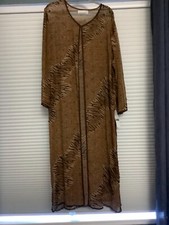 Mark & John Elegant Beaded Brown Leopard Long Duster 2x New