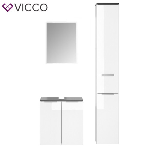 VICCO baño completo OTIS blanco - mueble alto mueble bajo mueble midi con espejo - Imagen 17 de 29