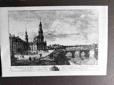 Kunstblatt Dresden Canaletto Stich auf Fotoleinen Katholische Kirche 22 x 32cm