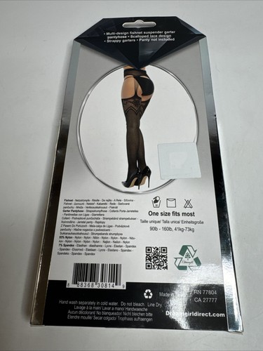 Fishnet Suspender Garter Pantyhose One Size Style 0372 - Picture 21 of 24