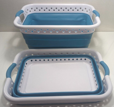 Pop & Load Collapse & Store Space Saving Collapsible Laundry Basket 2 Pack