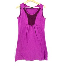 Eddie Bauer crochet neck sleeveless cotton dress shift Fuchsia pink casual M
