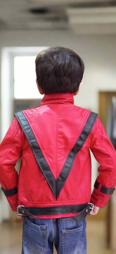 Kidz MJ Thriller Leather Jacket Red Leather Jacket Unisex Jacket - Picture 4 of 7