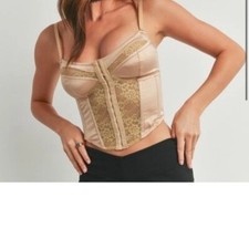 LUXELIFE SATIN NUDE BUSTIER . Size Large
