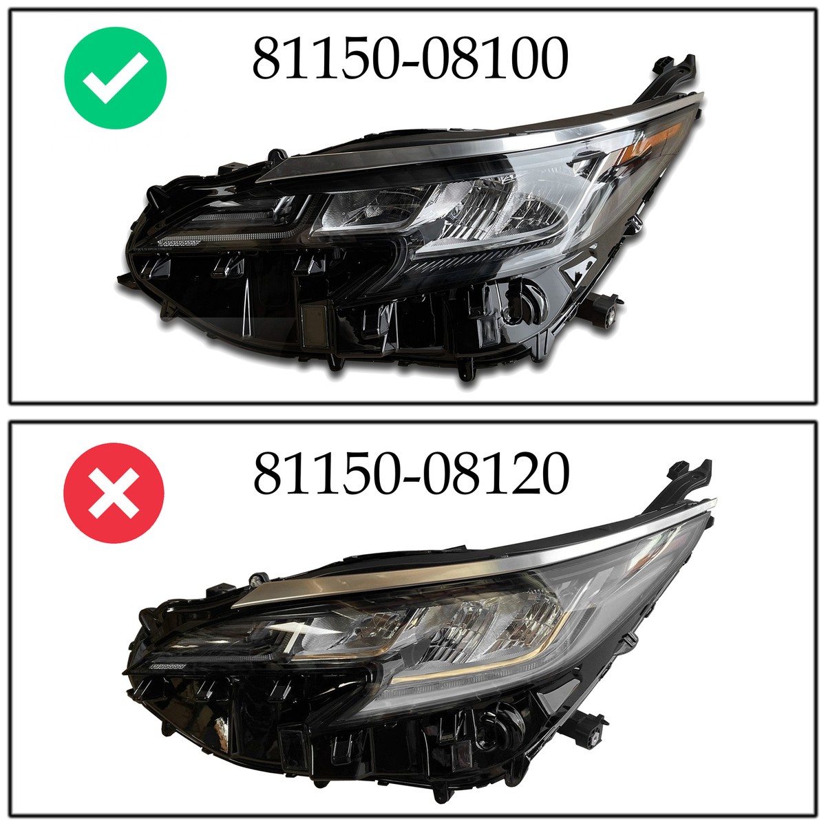 Left Driver Side LED Headlight Assembly For 2021-2023 Toyota Sienna LE / XLE - Without DRL