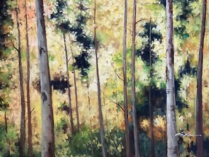 UNSTRETCHED oil painting on canvas forest  II 36 x 48”