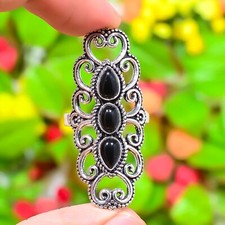 Black Onyx Gemstone 925 Sterling Silver Gift Jewelry Ring Size 10 X-Mas Gift h63
