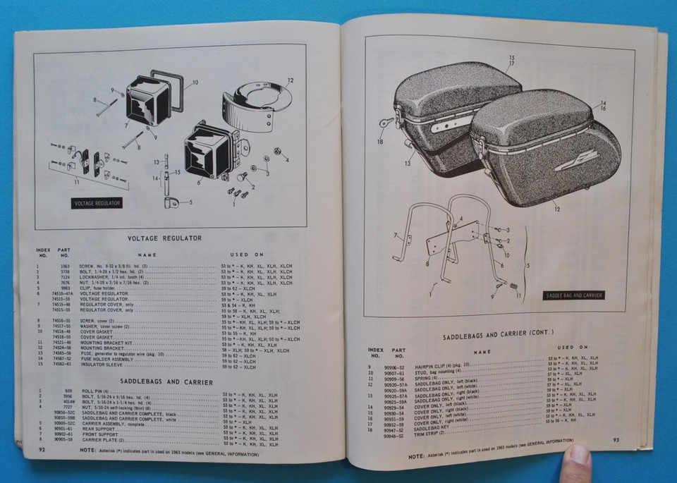 Original 1953 1963 Harley Motorcycle Parts Catalog XL XLH XLCH