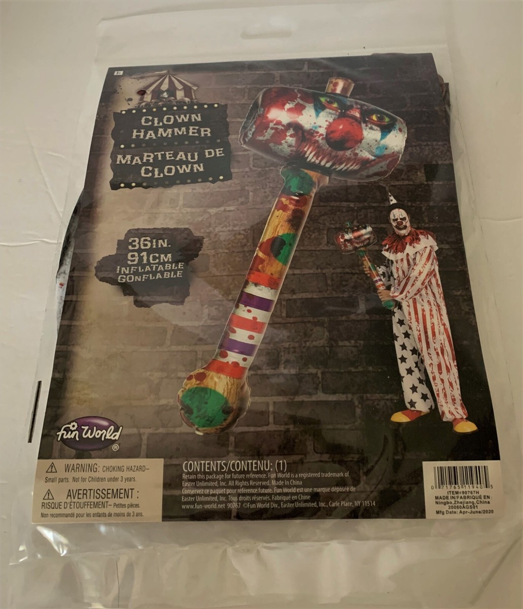 INFLATABLE BLOODY CLOWN HAMMER Costume Prop NEW Handheld 36
