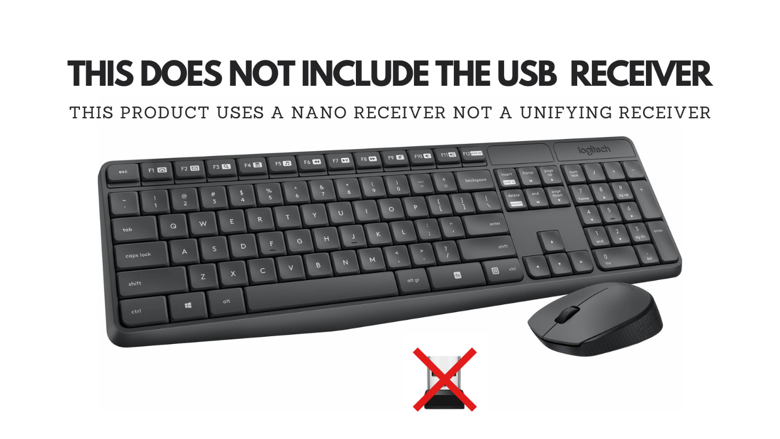 (NO USB RECEIVER) Logitech MK235 Wireless Keyboard and Mouse
