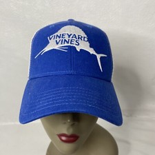 Vineyard Vines Sailfish Logo Blue White Mesh Adjustable Snapback Cap Hat Fishing