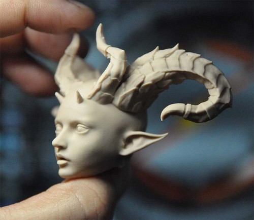 1:6 Horned Elf Witch Dragon Girl Head Sculp Fit 12inch Female PH TBL Figure Toys - Picture 3 of 6