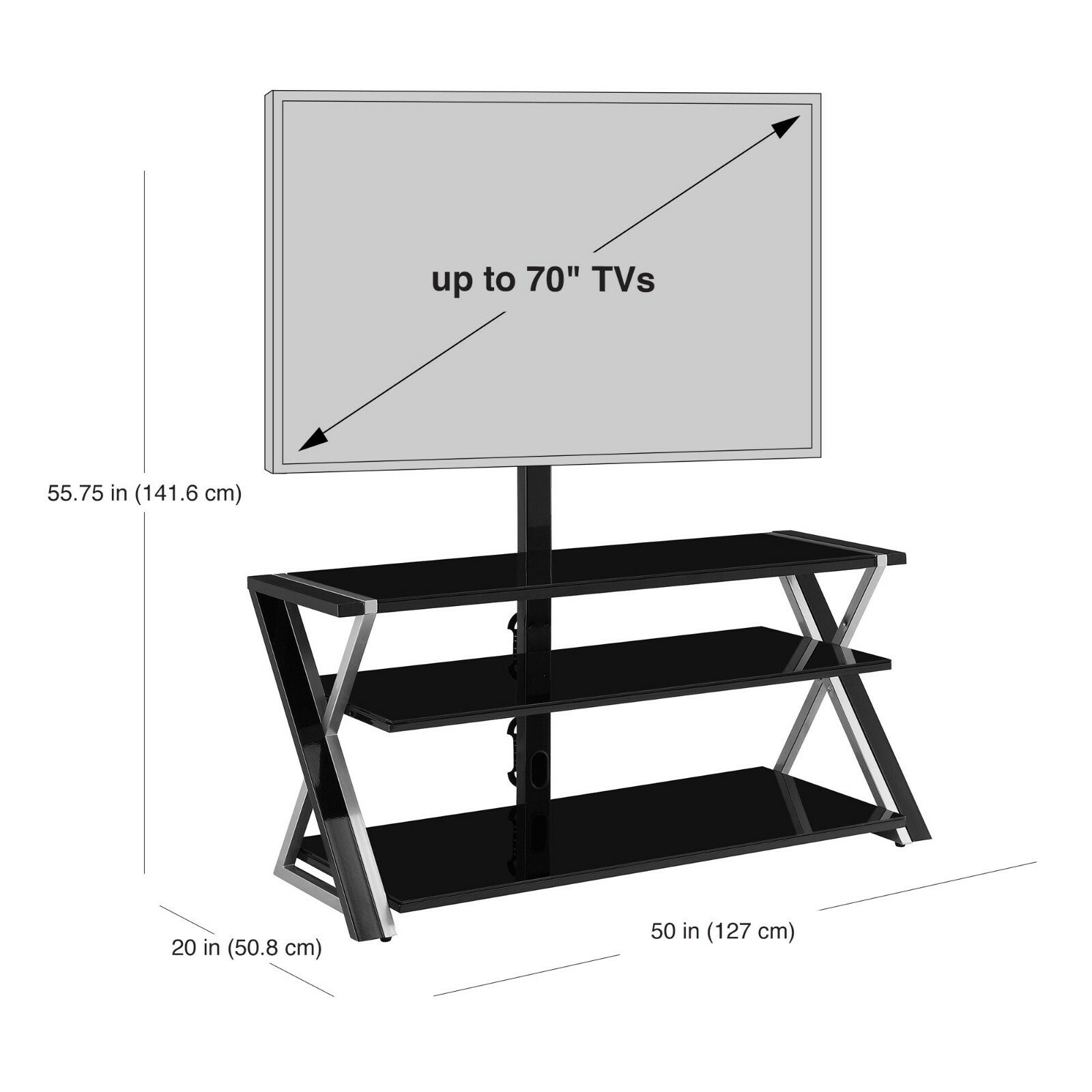 TV Stand For Living Room Modern Media Console Table Entertainment Center Black