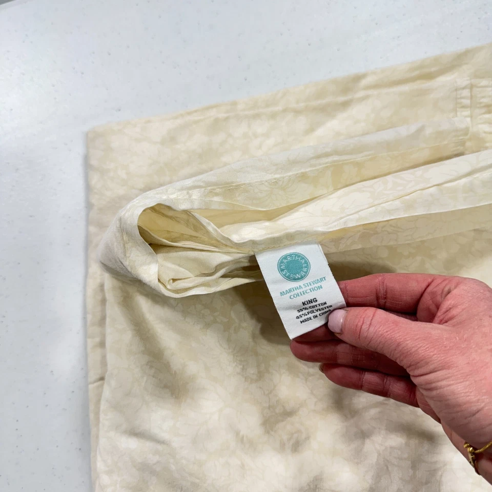 Martha Stewart King Sábana Plana Beige Floral Mezcla Algodón Tradicional Foto 2 de 4