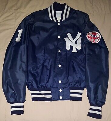 VTG 80s NEW YORK YANKEES SATIN JACKET LARGE BLUE DELONG VTG 80s NEW YORK YANKEES SATIN JACKET LARGE BLUE DELONG